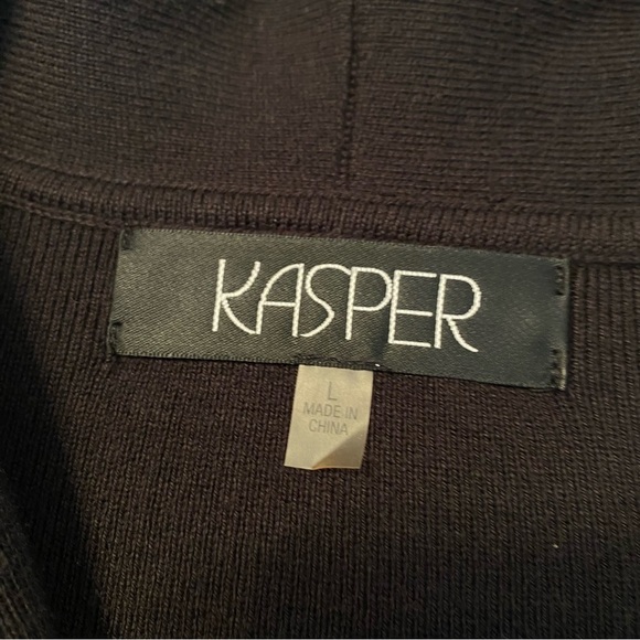 Kasper Button Front 3/4 Sleeve Black Cardigan -Large - Picture 4 of 12